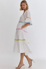 Load image into Gallery viewer, The Emelia Rick Racking Trim Dress in White

