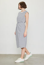 Load image into Gallery viewer, The Navy/White Stretson Knot Midi Dress
