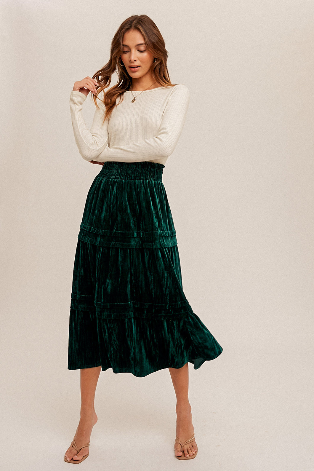 The Lily Velvet Midi Skirt