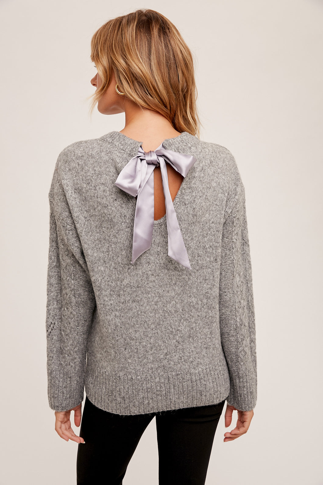 The Helena Back Satin Tie Sweater