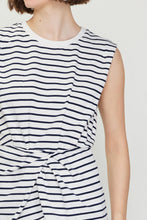 Load image into Gallery viewer, The Navy/White Stretson Knot Midi Dress
