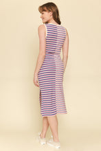 Load image into Gallery viewer, The Larissa Mixed Stripe Knit Dress in Purple
