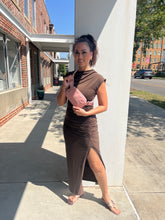 Load image into Gallery viewer, Mocha Lauren Dress Mock Neck Midi Dress

