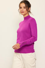 Load image into Gallery viewer, The Liza Button Sleeve Sweater in Magenta
