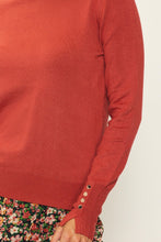 Load image into Gallery viewer, The Liza Button Sleeve Sweater in Rust
