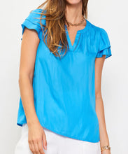 Load image into Gallery viewer, Blue Scout Double Ruffle Sleeve Layer Blouse
