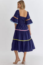 Load image into Gallery viewer, The Emelia Rick Racking Trim Dress in Navy
