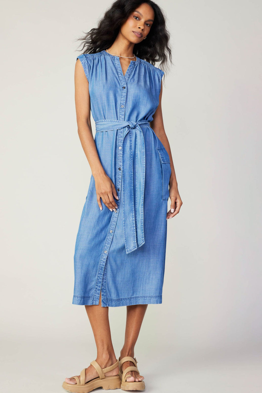 The Cora Chambray Tie Waist Dress