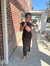 Load image into Gallery viewer, Mocha Lauren Dress Mock Neck Midi Dress
