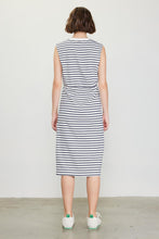 Load image into Gallery viewer, The Navy/White Stretson Knot Midi Dress
