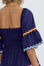 Load image into Gallery viewer, The Emelia Rick Racking Trim Dress in Navy
