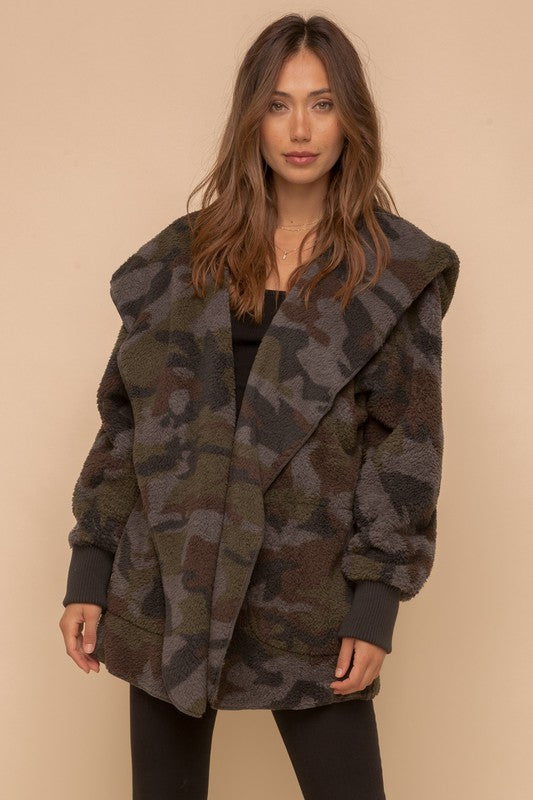 The Camo Oversize Cardigan Sherpa