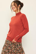 Load image into Gallery viewer, The Liza Button Sleeve Sweater in Rust
