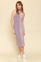 Load image into Gallery viewer, The Larissa Mixed Stripe Knit Dress in Purple
