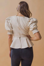 Load image into Gallery viewer, The Jacie Faux Leather Peplum Blouse
