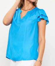 Load image into Gallery viewer, Blue Scout Double Ruffle Sleeve Layer Blouse

