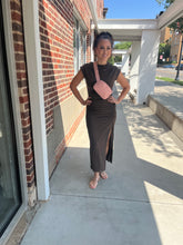 Load image into Gallery viewer, Mocha Lauren Dress Mock Neck Midi Dress
