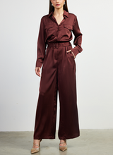 Load image into Gallery viewer, The Hunter Satin Button Down Jumpsuit
