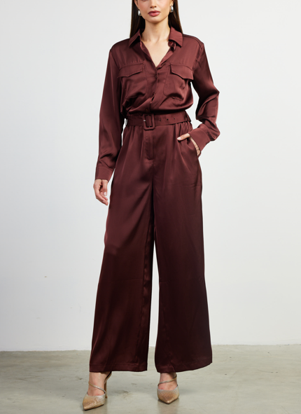 The Hunter Satin Button Down Jumpsuit