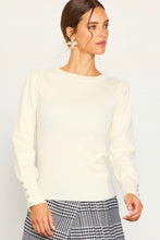 Load image into Gallery viewer, The Ivory Lacey Jewel Button Sleeve Sweater
