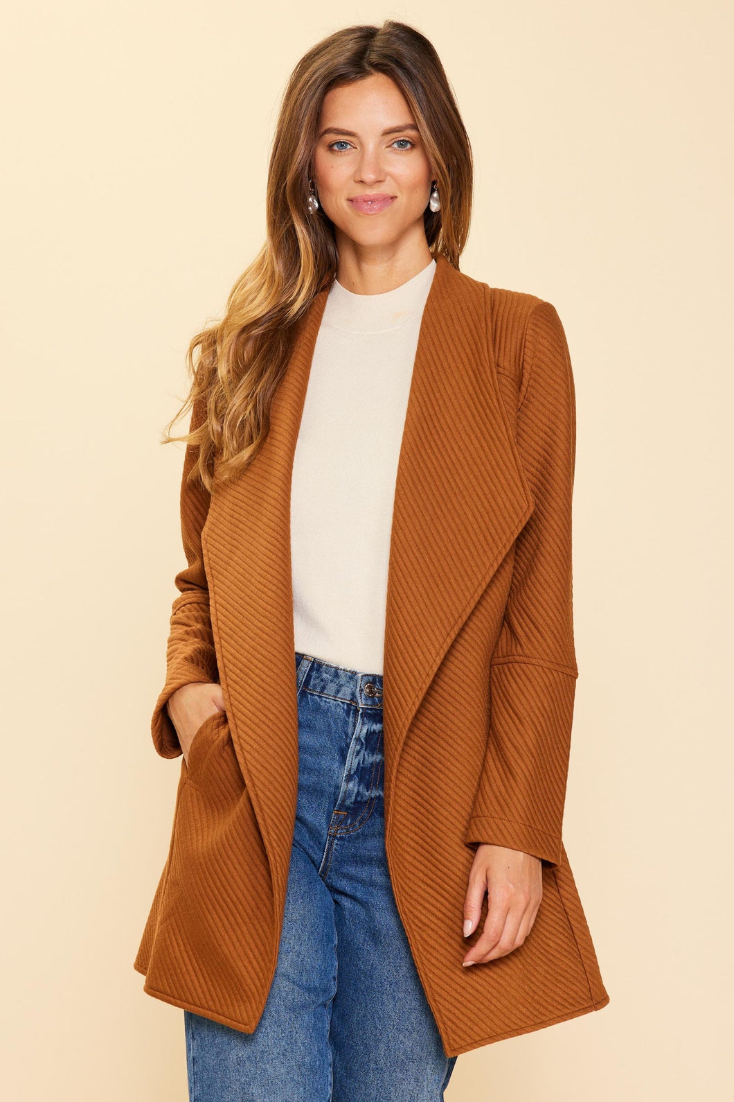 The Chevron Print Open Cardigan Jacket