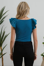 Load image into Gallery viewer, The Brooke Double Ruffle Sleeve Top in TEAL
