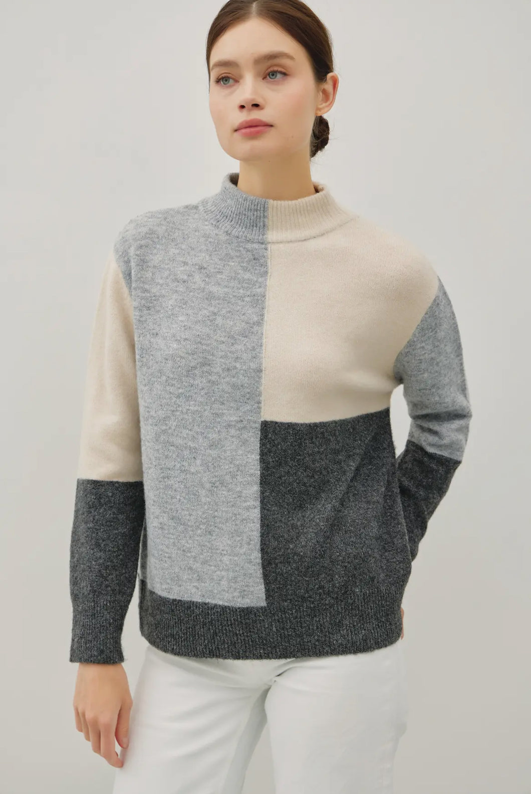 The Beverly Colorblock Mock Sweater