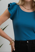 Load image into Gallery viewer, The Brooke Double Ruffle Sleeve Top in TEAL
