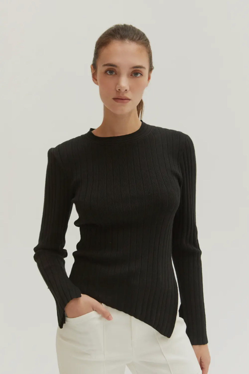 The Cresida Asymmetrical Hem Sweater