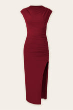 Load image into Gallery viewer, Burgundy Lauren Dress Mock Neck Midi Dress
