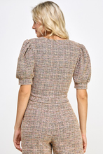 Load image into Gallery viewer, The Maxine Tweed Puff Sleeve Top
