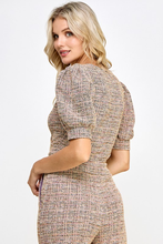 Load image into Gallery viewer, The Maxine Tweed Puff Sleeve Top
