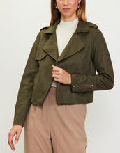 Load image into Gallery viewer, The Evelynn Faux Suede Moto Jacket
