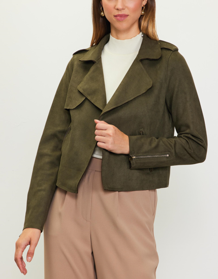 The Evelynn Faux Suede Moto Jacket