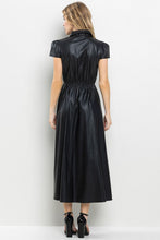 Load image into Gallery viewer, Cynthia Midi Button Up Leather Dress in Black
