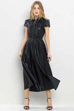 Load image into Gallery viewer, Cynthia Midi Button Up Leather Dress in Black
