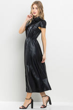Load image into Gallery viewer, Cynthia Midi Button Up Leather Dress in Black
