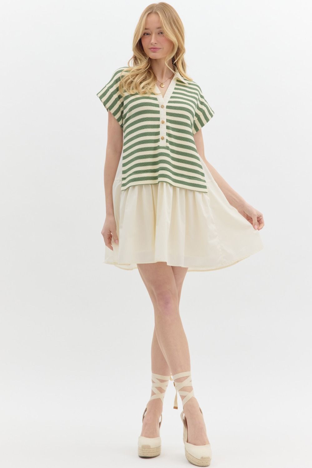 The Emory Stripe Mix Media Dress