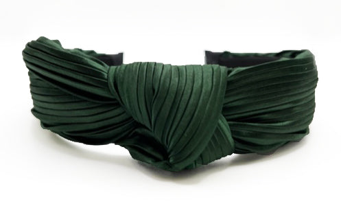 Women's Knotted Pleated Headband in Hunter Green