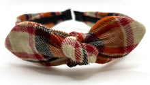 Load image into Gallery viewer, Little Girls Rust/Navy Plaid Knotted Headband
