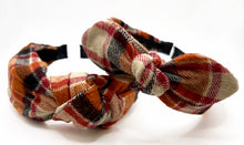 Load image into Gallery viewer, Little Girls Rust/Navy Plaid Knotted Headband
