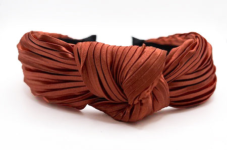 Little Girls Knotted Pleated Headband in Rust