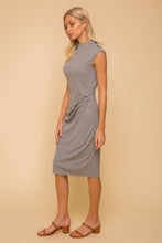 Load image into Gallery viewer, Mock Neck Side Pleated Midi Dress
