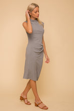 Load image into Gallery viewer, Mock Neck Side Pleated Midi Dress
