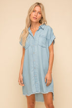 Load image into Gallery viewer, Fringe Hem Chambray Dress
