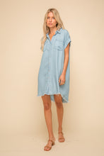Load image into Gallery viewer, Fringe Hem Chambray Dress

