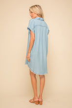 Load image into Gallery viewer, Fringe Hem Chambray Dress

