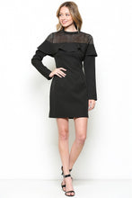 Load image into Gallery viewer, Black Longsleeve Mesh Contrast Dress
