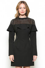 Load image into Gallery viewer, Black Longsleeve Mesh Contrast Dress
