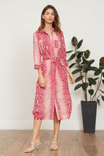 Load image into Gallery viewer, Tori Button Down Snake Print Dress
